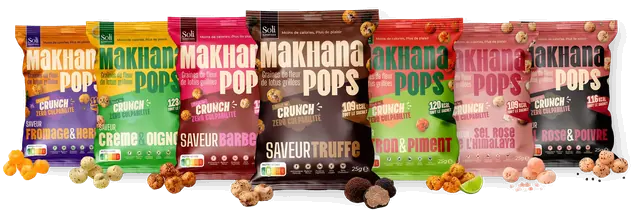 Los 7 sabores de Makhana Pops en bolsa de 25 g