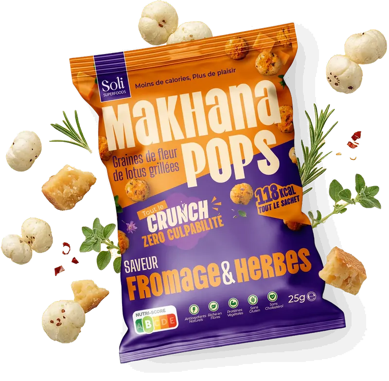 Bolsa de 25 g de Makhana Pops Queso & Hierbas